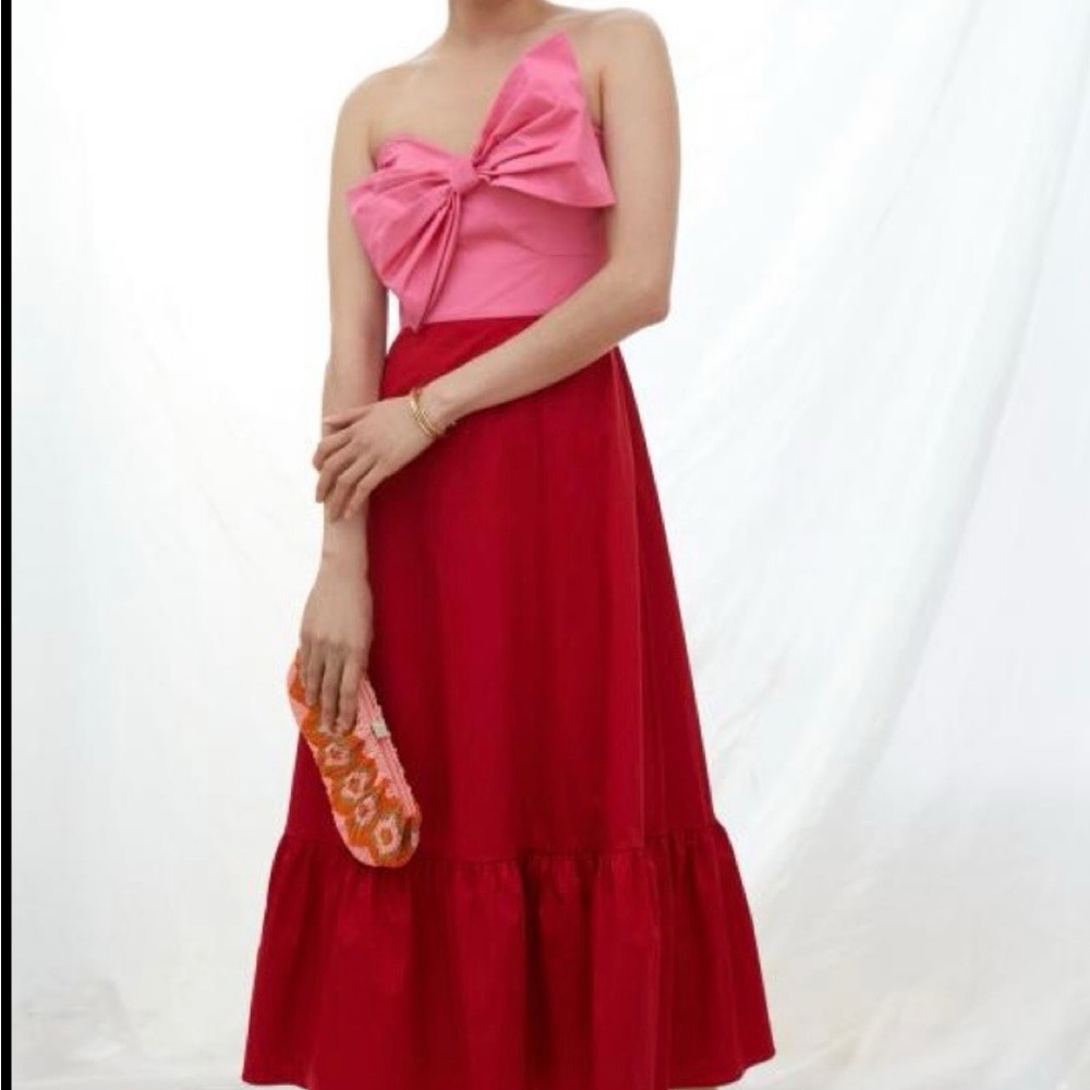 Hutch - size 4 / Pink and Red Strapless Dress with Bow